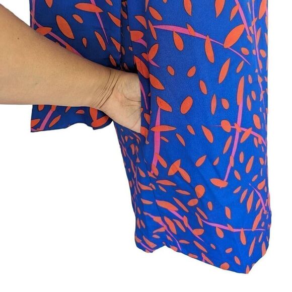 New Buckhead Bettie Shift Mini Dress Royal Blue Printed Size Medium Floral - Picture 5 of 9